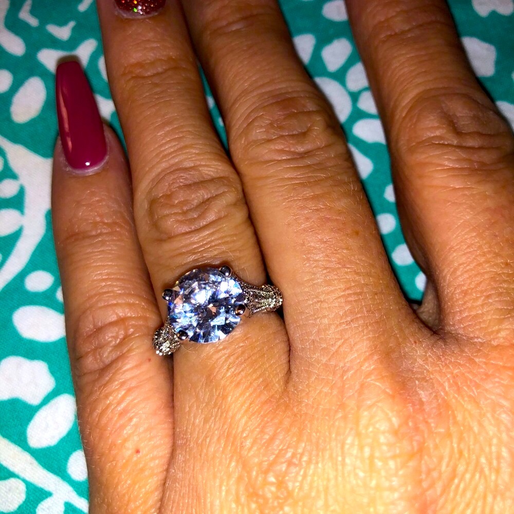 Diamonique solitaire ring